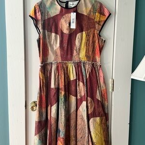 Making the Cut Colorful Abstract Cap Sleeve Dress